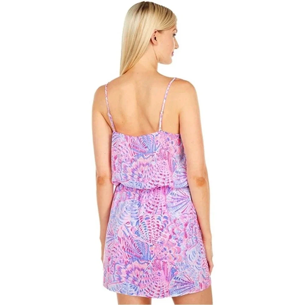 Lilly‎ Pulitzer Sea Shells Ruffle Mini Dress Pink Blue Purple Sleeveless Summer - Picture 2 of 13